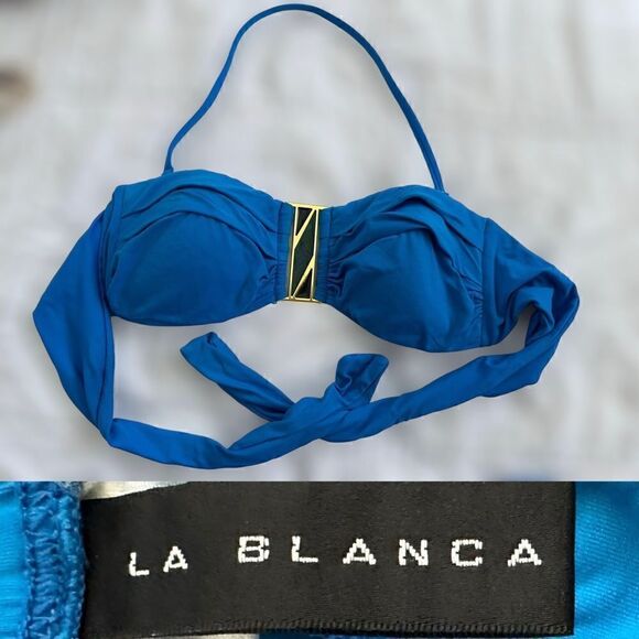 La Blanca Y2K Fiji Tropics Medallion Removable Halter Bikini Top - Size 4 - Picture 1 of 8